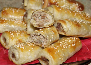 Слоеные трубочки с мясом