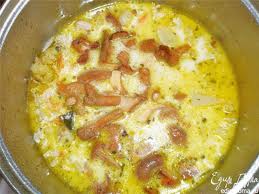 Куриный суп с цветной капустой и грибами